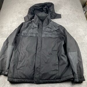 J. Ferrar Rain Coat‎ Jacket Mens Large Black Detachable Hood